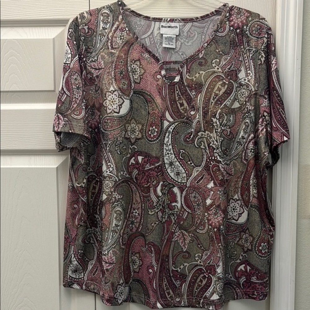 BonWorth Pink and Brown Short Sleeve Tee